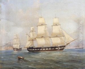 A Ship In Two Positions In The Bay Of Naples