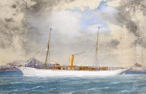The Steam Sailing Ship Margarita In The Bay Of Naples by de Simone Tommaso