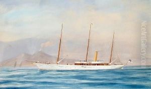 The Steam Yacht 'aries' Entering The Bay Of Naples