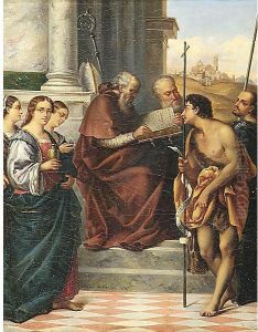 San Giovanni Crisostomo Con I Ss. Caterina, Lucia, Giovanni Battista E Teodoro by Amedee Jean Nicolas De Taverne