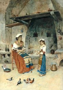 Italian Woman Winding Wool by Publio Tommasi
