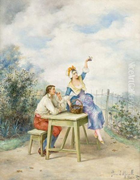 Couple Assis Sur Une Table Et Couple Debout - view 1