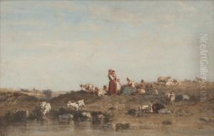 Bergere En Bord De Mer by Charles Emile Vacher De Tournemine
