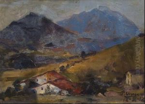 Paisaje Con Caserios by Pablo De Uranga