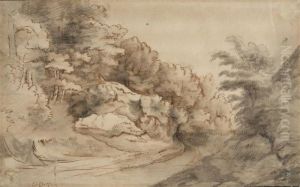 Chemin Dans Un Paysage Boise by Lodewijk De Vadder