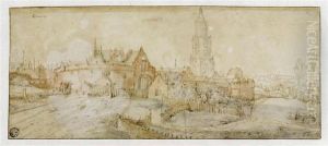 View Of The Town Of Rhenen Seen From Westpoort. by Abraham de Verwer