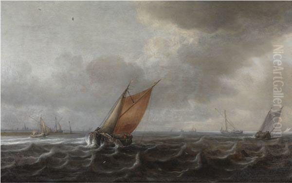 A River Estuary With Light Shipping In A Strong Breeze - view 1