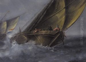 Segelschiffe Auf Sturmischer See by Justus de Verwer