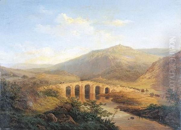 Zuiders Landschap Met Veehoeders Bij Een Brug - view 1