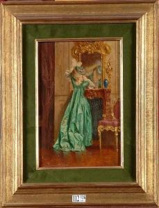 Elegante Devant Le Miroir De La Cheminee by Alfred De Vigny