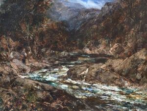 On The Lledr, North Wales by Joseph Vickers De Ville