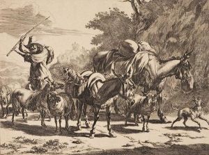 Esel Und Hirten Im Gebirge by Jan De Visscher