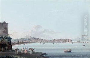 The Bay Of Naples, Vesuvius Beyond by Michele De Vito