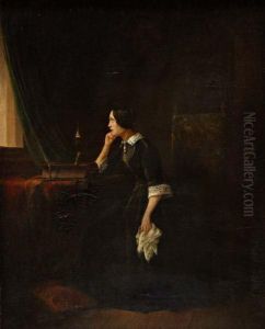 Treurende Vrouw Bij Kaarslicht by Samuel De Vletter