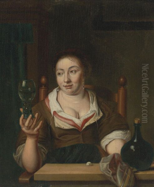 Young Woman Holding A Glass Of Wine - view 1