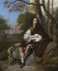 Portrait De Chasseur Dans Un Paysage by Arie de Vois