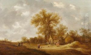 Figures On A Country Path Before A Farmstead