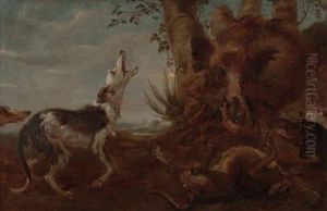Hundemeute Greift Einen Eber An by Paul de Vos
