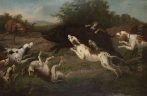 Jachttafereel Met Honden En Everzwijn. by Paul de Vos