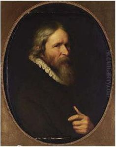 A Portrait Of A Bearded Man, Bust Length, Wearing A Black Coat With A by Abraham de Vries