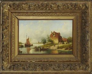 Hollandische Flusslandschaft by Emanuel De Vries