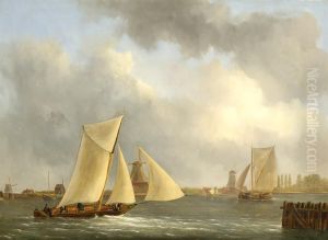 Boats On A River by Emanuel De Vries