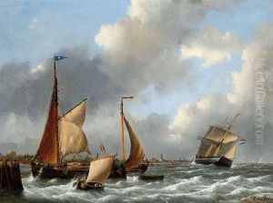 Ships On An Estuary by Emanuel De Vries