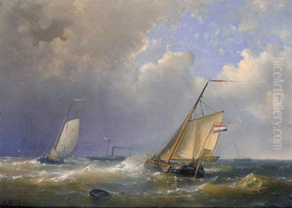Ships Sailing Off The Dutch Coast - view 1