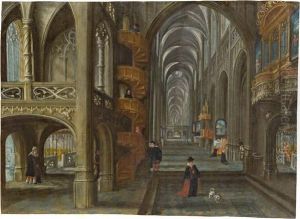 Kircheninterieur Mit Wendeltreppe by Paul Vredeman de Vries