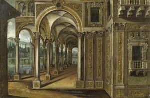 Palace Architecture With Figures by Paul Vredeman de Vries