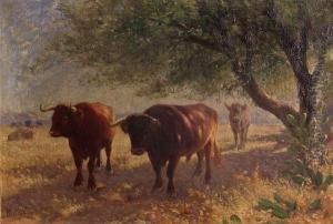 Cattle Grazing by Felix Dominique De Vuillefroy