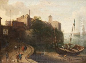Port With Figures by Lucas De Wael