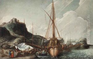Paesaggio Costiero Con Navi Alla Fonda by Lucas De Wael