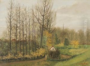 Landscape With High Trees And Bell Tower by Arthur De Waerhert