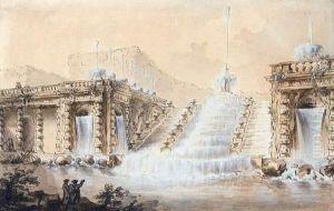 Fontaine En Escalier Dans Un Jardin Italien