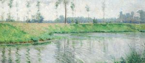 View Of The Leie Withthe Towers Of Ghent In The Distance (1897) by Anna de Weert