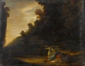 The Angel Appearing Before Hagar In Thewilderness by Gerrit de Wet