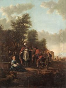 Landskap Med Biblisk Figurscen
