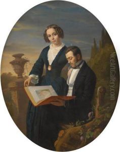Portrait De Marie Et Louis Verstraete by August De Wilde