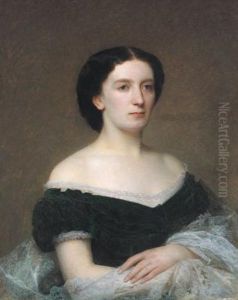 Halbportrait Einer Dame In Schwarzem Samtkleid
