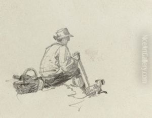 A Seated Man With His Dog A Seated Man With His Dog