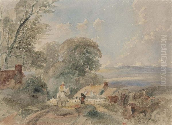 A Traveller On Horseback In An Extensive Landscape - view 1