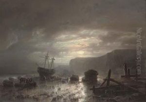 Unloading By Moonlight by Louis De Winter