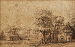 A Wooded Landscape With A Cottage by Pieter De With