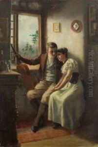 Junges Paar Am Fenster. by Reinhold De Witt