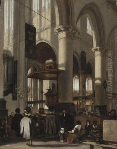 Interior Of The Oude Kerk In Delft by Emanuel de Witte