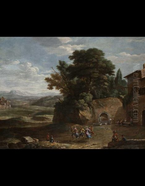 Paesaggio Campestre Con Contadini Che Danzano - view 1