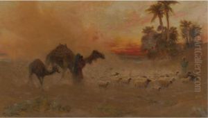 Sheepherders Returning At Sunset, Egypt