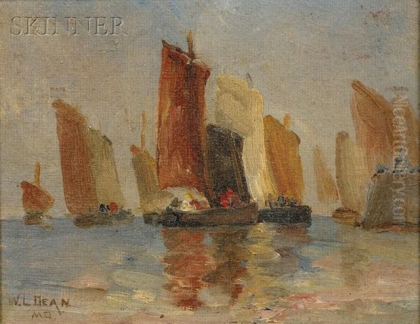 Study Of Sailboats Off The Coast - view 1