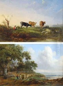 Cattle In A River Landscape by John Dearman Birchall